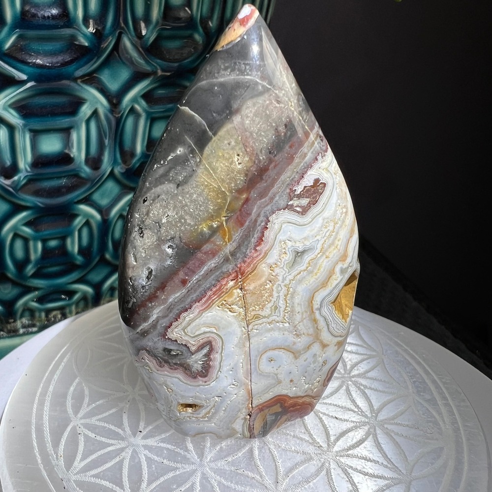 Mexican Crazy Lace Agate Teardrop Druzy Healing Crystal Stone Decor Meditation - Picture 3 of 13